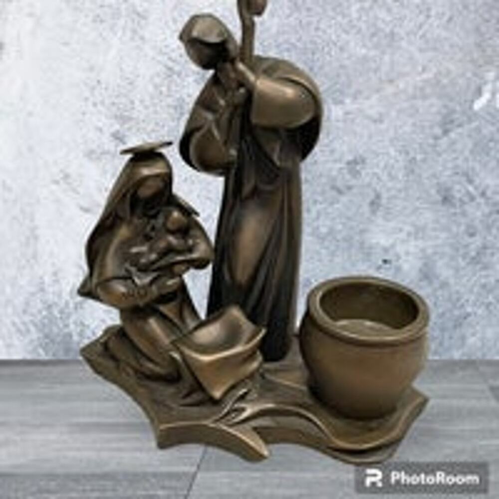 PARTYLITE BRONZE TEALIGHT CANDLE HOLDER JESUS HOLY NIGHT EASTER HOLIDAY
